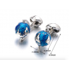 Fashion cufflinks with blue rotatable globe