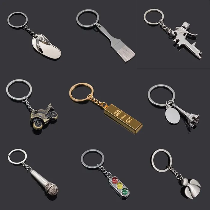 Flip flops - microphone - traffic lights - metal keychainKeyrings