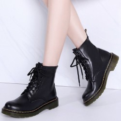 Genuine leather with warm plush - women's boots - rubber sole - autumn - winterBoots