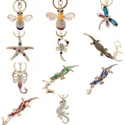 Crystal crocodile & starfish & bee - keychainSleutelhangers