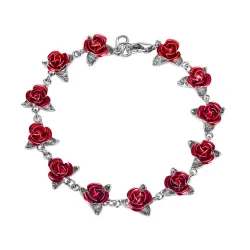 Gold & silver bracelet with red rosesArmbanden