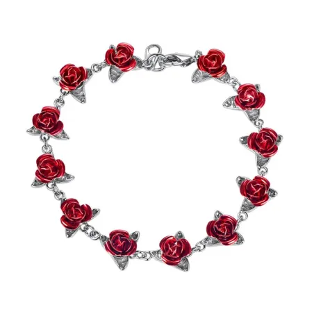 Gold & silver bracelet with red rosesArmbanden
