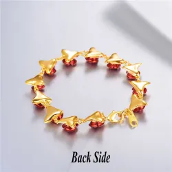 Gold & silver bracelet with red rosesArmbanden