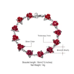 Gold & silver bracelet with red rosesArmbanden