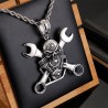 Stainless steel wrench & skull - punk style necklaceKettingen