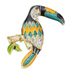 Elegant brooch with crystal toucan birdBroches