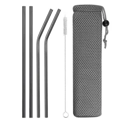 Reusable - stainless steel drinking straws - set with bagBar producten
