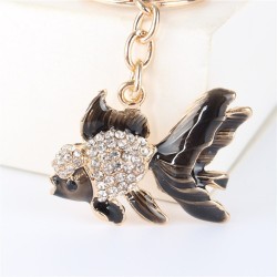 Crystal with gold fish - keychain