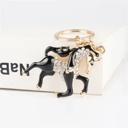 Black horse with crystal - keychainKeyrings