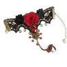 Gothic style lace bracelet with red rose & adjustable ringArmbanden