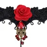 Gothic style lace bracelet with red rose & adjustable ringArmbanden