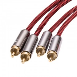HiFi audio cable - 2 RCA to 2 RCA - braided cable OFC - 1m - 2m - 3m - 5m - 8m - 10m - 12m - 15mKabels
