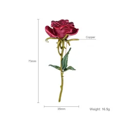 Elegant brooch with a red roseBroches