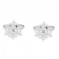 Silver cufflinks with snowflake and Christmas treeManchetknopen