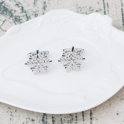 Silver cufflinks with snowflake and Christmas tree
