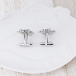 Silver cufflinks with snowflake and Christmas tree
