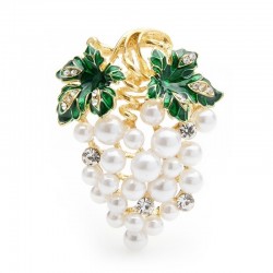 Crystal grapes with pearls - an elegant broochBroches