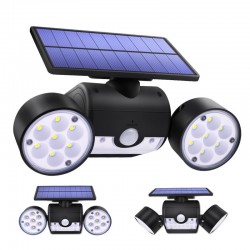 30 LED - Doppelkopf-Solarlampe - Scheinwerfer - PIR-Bewegungssensor - einstellbares Winkellicht - wasserdicht