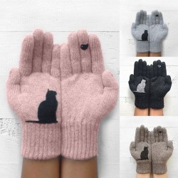 Cashmere gloves with kittenHandschoenen