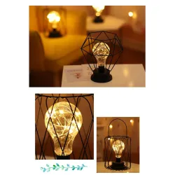 Vintage wrought iron lantern - night light - LED table lampVerlichting