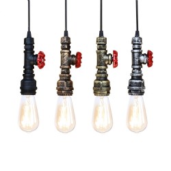 Industriële ijzeren waterpijp - vintage lamp met kabel - E27 LEDVerlichting