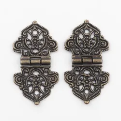 Vintage hollow flowers - alloy furniture hinges - 2 piecesMeubels