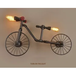 Bicycle & water pipe - vintage LED Edison light - wall lampWandlampen