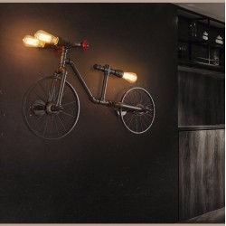 Bicycle & water pipe - vintage LED Edison light - wall lampWandlampen