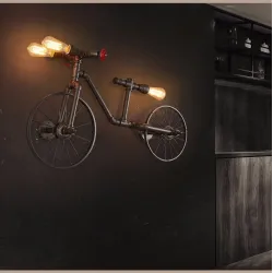 Bicycle & water pipe - vintage LED Edison light - wall lampWandlampen