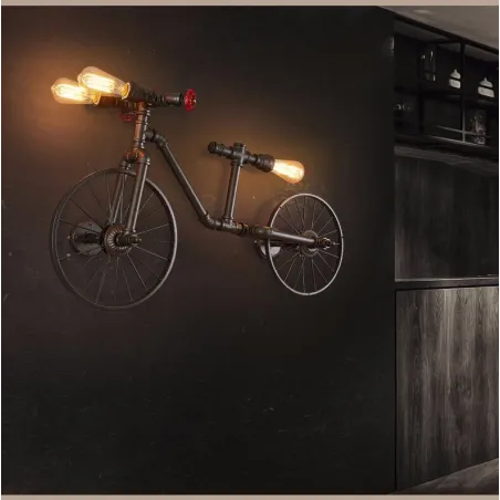 Bicycle & water pipe - vintage LED Edison light - wall lampWandlampen