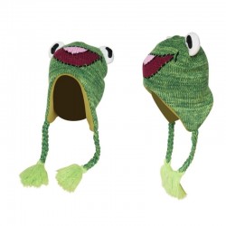 Little frog - children's warm hat with ear flaps & tassels