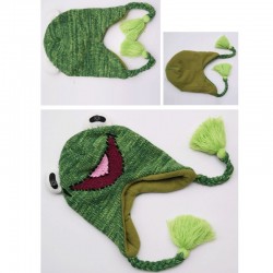 Little frog - children's warm hat with ear flaps & tasselsPetjes & mutsjes