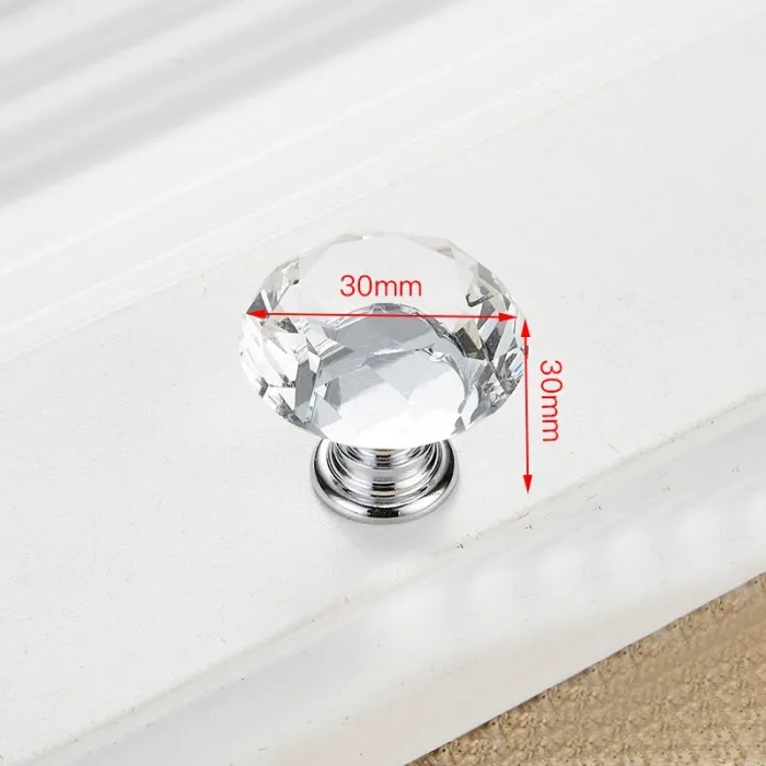 Furniture handles with screws - crystal knobs - 30mm - 5 piecesFurniture