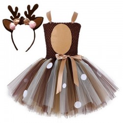 Weihnachtsmann Rentier - Mädchen Kostüm - Kleid - Set